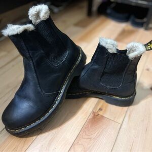 Black leather Dr. Martens with Fur inside. Size 8